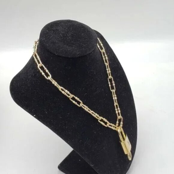 Authentic Louis Vuitton Lock and Key Gold Color with Gold Plated Chain Necklace - Picture 10 of 11